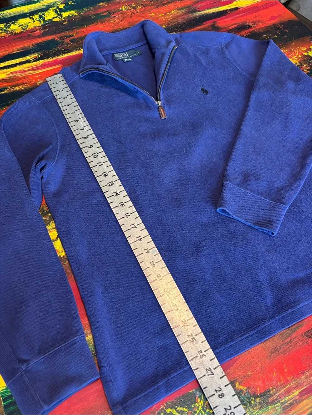 Polo by Ralph Lauren Men’s Cobalt Blue Quarter-Zip Sweater